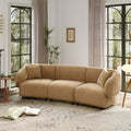 Merax 98.5' Modern 3 Seater Curved Sofa, Luxury Boucle Fabric Sofa, Minimalist Cozy Cloud Couch for Living Room, Bedroom, Apartment, Home Office, Mocha