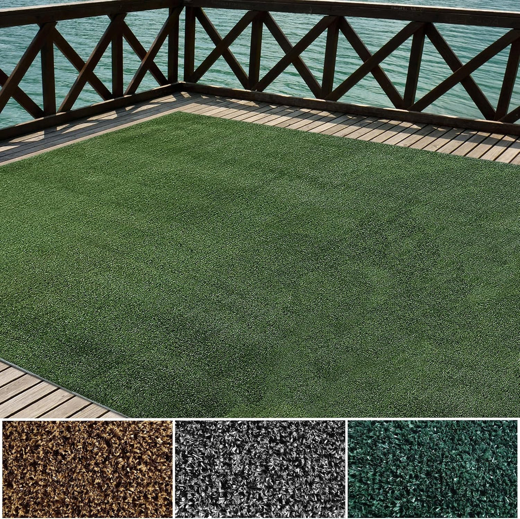 iCustomRug Synthetic Grass Rug – 12 x 20ft Lawn Green Turf Carpet for Patios, Yards, Boats, Camping – Indoor/Outdoor Use