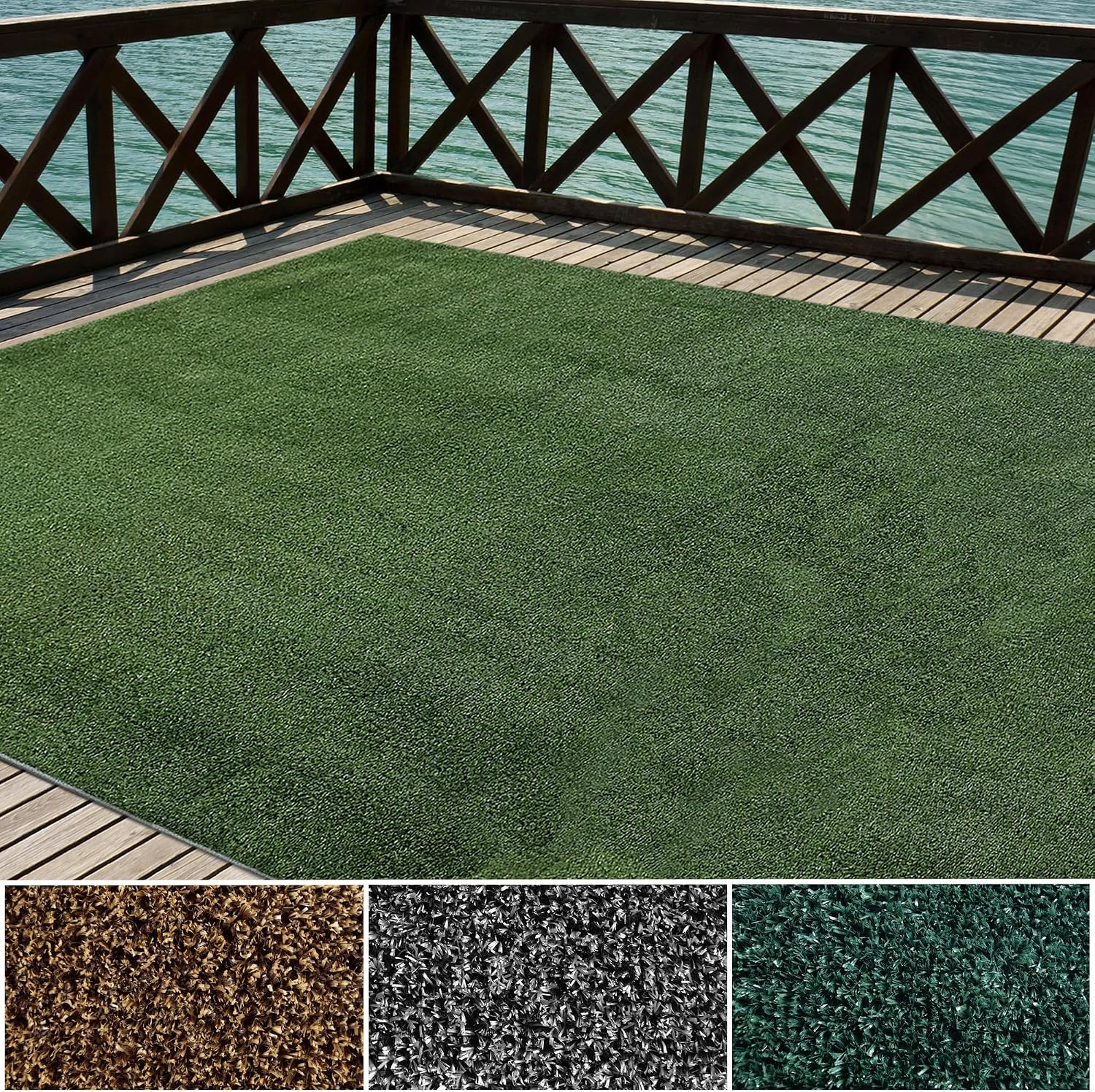 iCustomRug Synthetic Grass Rug – 12 x 20ft Lawn Green Turf Carpet for Patios, Yards, Boats, Camping – Indoor/Outdoor Use