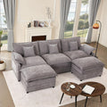 GOSUHI 108' U Shaped Couch, Modular Sectional Sofa, 3-Seater Comfy Cloud Couch, Set of Modular Pieces with Movable Ottoman, Deep Seat Couches for Living Room, Chenille, Slate