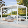 Domi Outdoor Pergola 10' x 10' Aluminum Louvered Pergola with Adjustable Roof, Aluminum Frame, Efficient Drainage System for Patio, Deck, Garden, White