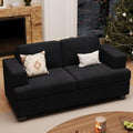 YOUDENOVA 63' Corduroy Loveseat Sofa Couch for Living Room, Small Couch with Deep Seat for Bedroom, Comfy Could Loveseat for Small Living Room, Black Corduroy