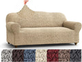 PAULATO BY GA.I.CO. Stretch Armchair Cover - Sofa Slipcover - Loveseat Slipcover - 1-Piece Form Fit Washable Protector for Pet - Mille Righe Collection - Beige (64'-85' Wide)