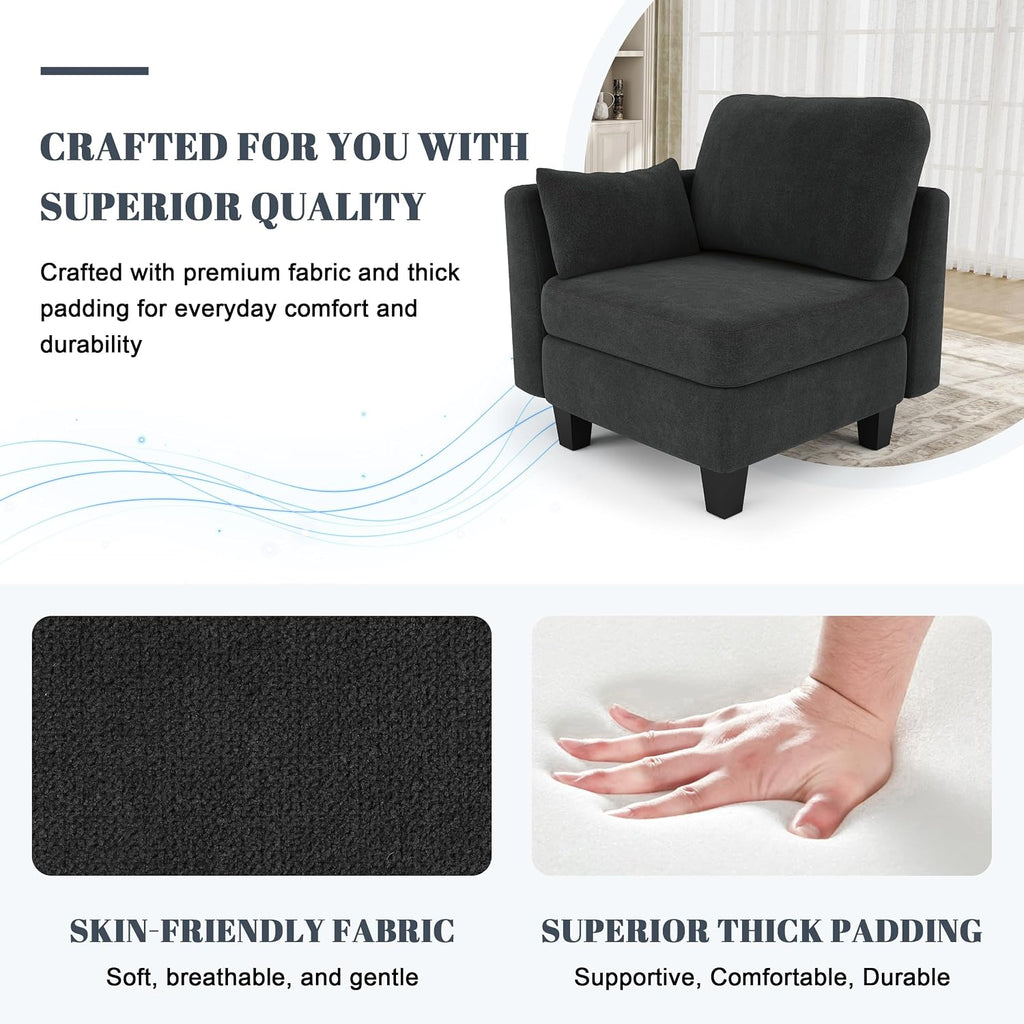 Sectional Sleeper Sofa, 8 Seaters Modular Sleeper Sofa Couch, Comfy Sectionals Couches Bed, Convertible Sofas with Ottomans, Modular Sectional Couches for Living Room, Dark Grey