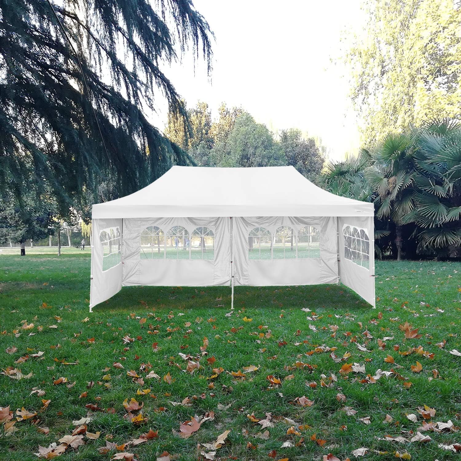 GDY 10x20 Ft Outdoor Pop Up Canopy Tent, Commercial Portable Instant Folding Gazebos Waterproof Canopies with Carrying Bag