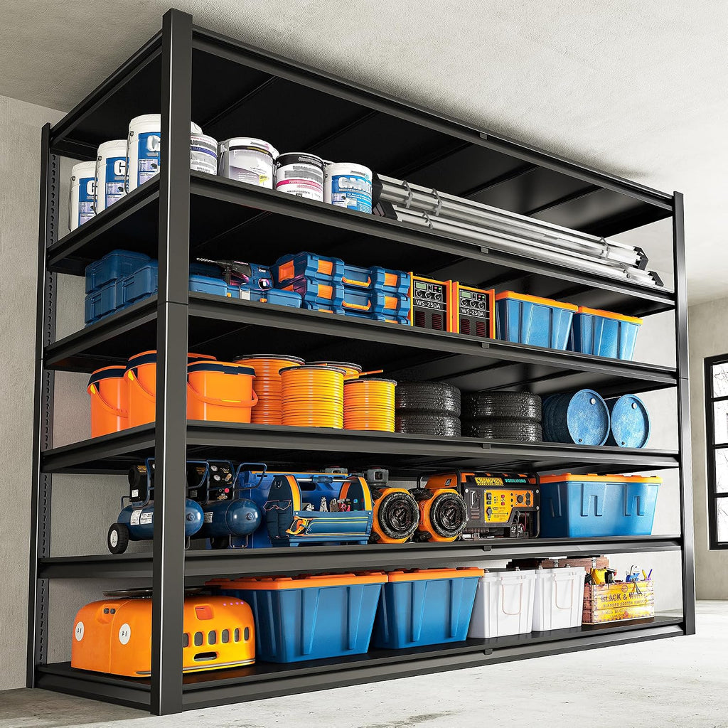 REIBII 84.1' H Garage Shelving, 3500LBS Storage Shelves Heavy Duty, Adjustable 6-Tier Metal Shelving for Commercial, Warehouse, Basement, Garage,Shop, 55.1' W x 25.8' D x 84.1' H