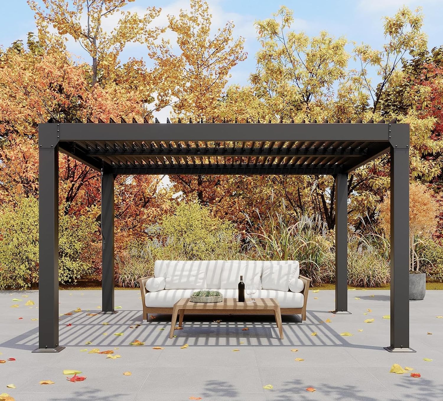 Louvered Pergola 10Ft x 10Ft - Adjustable Aluminum Hardtop Gazebo with Integrated Drainage, Waterproof Outdoor Patio Cover for Deck, Backyard