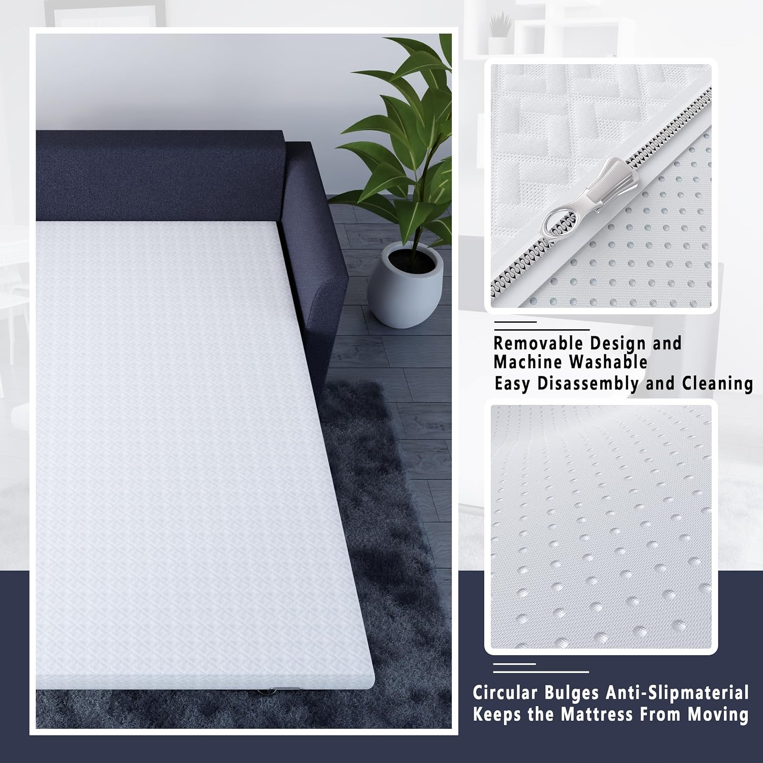4 Inch Memory Foam Replacement Mattress for Sleeper Sofa and Couch Beds, Full Size, CertiPUR-US Certified, Washable Cover (Generic Dimensions)