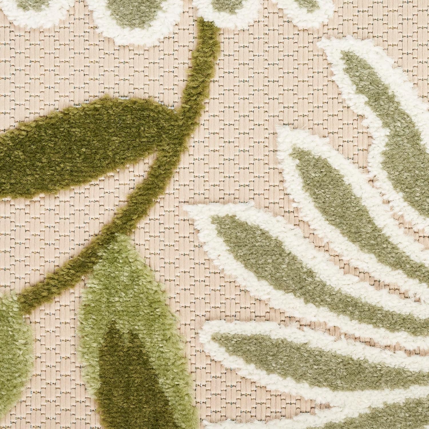 Nourison Home Aloha Ivory Green 6' x 9' Area Rug - Easy Clean, Non Shedding, Bed Room, Living Room, Dining Room, Kitchen (6' x 9')