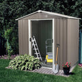 6X5 ft Outdoor Metal Storage Shed with Floor Floor, Lockable Galvanized Steel Tool Shed with Sliding Door and Air Vent, Waterproof Garden Storage House for Backyard, Patio