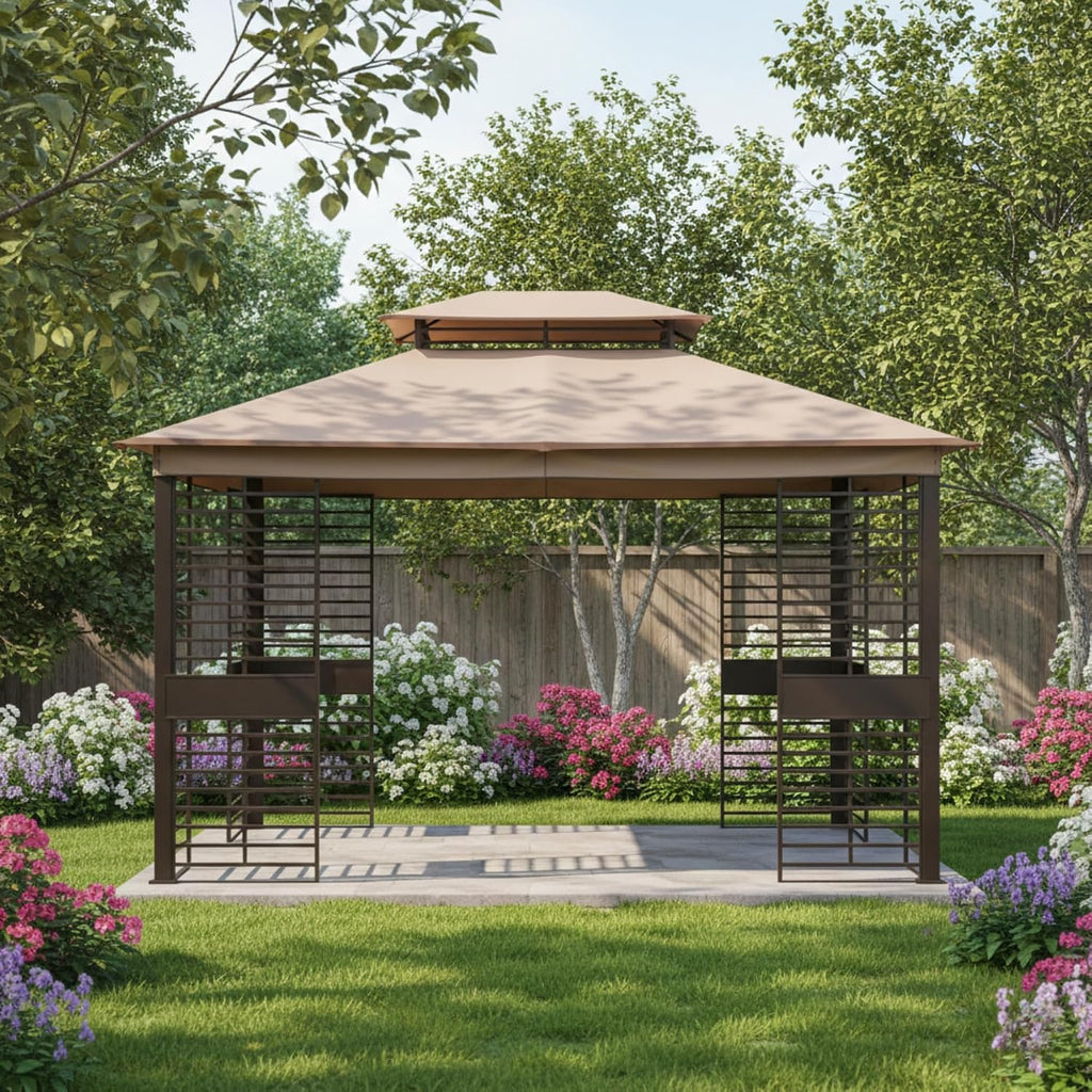 Garden Winds Reinforced RipLock 350 Replacement Canopy Top Cover Compatible with Planter Box 10' x 12' Gazebo Model A101004400 - Beige