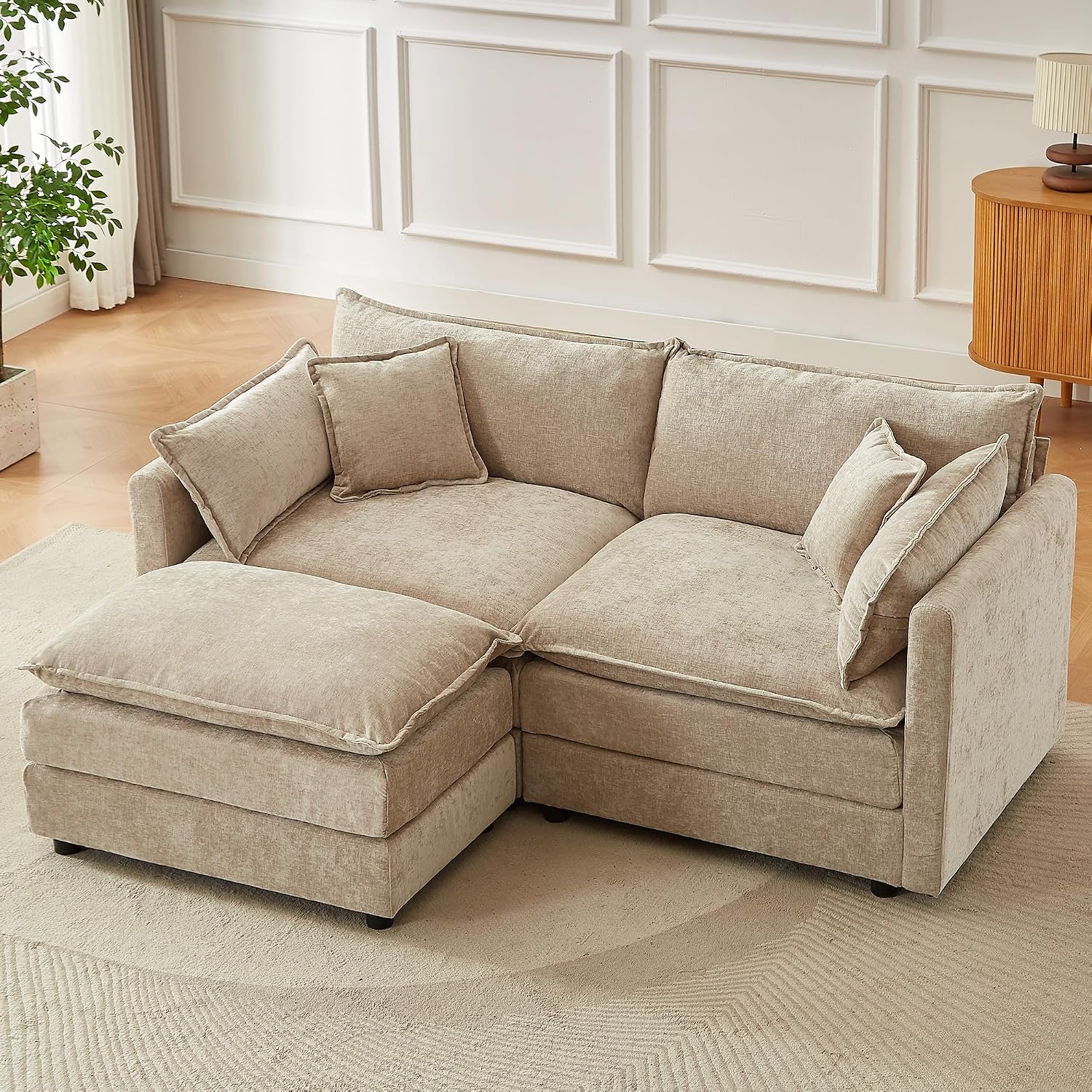 Modular Sectional Sofa, 77 Inch L Shaped Couch Set with Armrests, 2-Seater Comfy Cloud Couches for Living Room Apartment, Coffee
