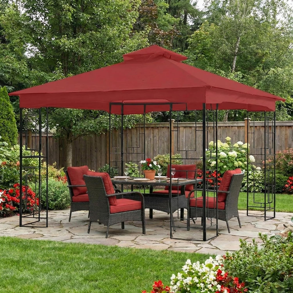 Garden Winds Reinforced RipLock 350 Replacement Canopy Top Cover Compatible with Garden Treasures 10' x 10' Gazebo Model L-GZ724PST-B - Cinnabar