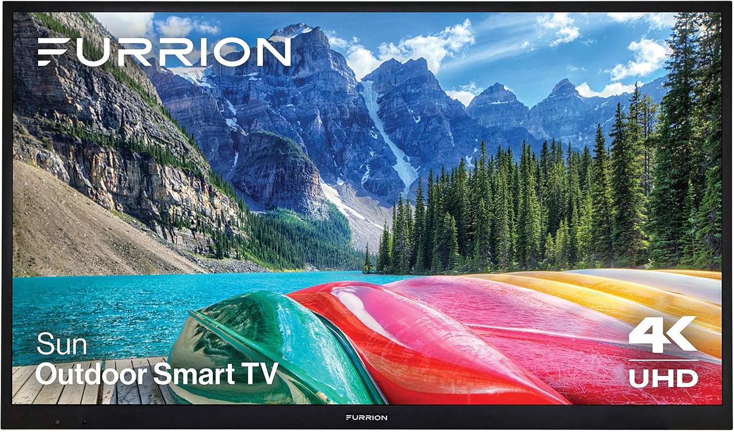 Furrion Aurora 55-Inch Sun 4K UHD LED Smart Outdoor TV - Weatherproof Outdoor Television with HDR10, Anti-Glare, 1,500-Nit LED Screen, Impact-Resistant Screen, External Antenna for Sunny Outdoor Areas