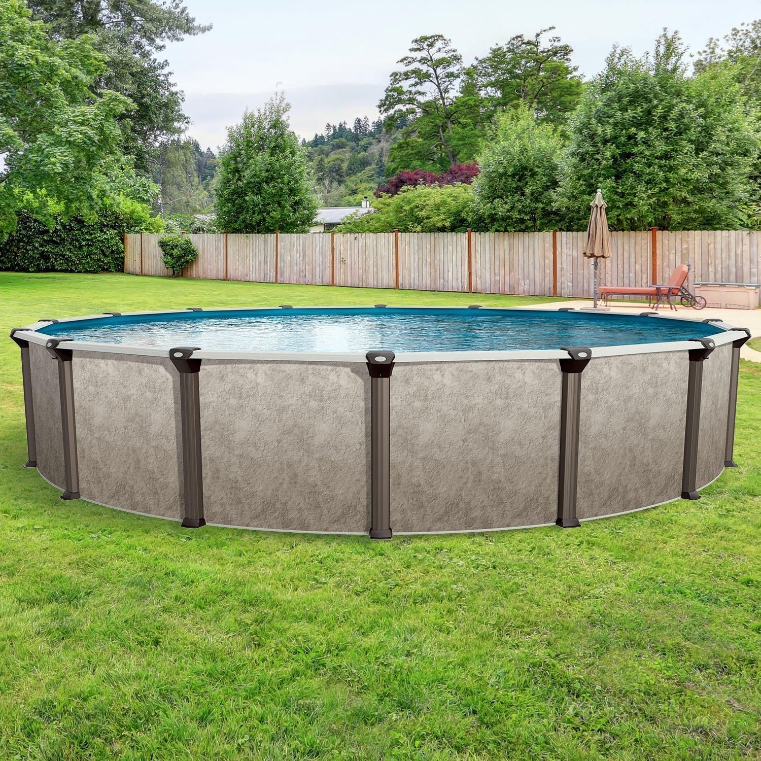 In The Swim 15' Round Above Ground Swimming Pool - Epic Package - Featuring: Sand Filter, Pump System and A-Frame Ladder