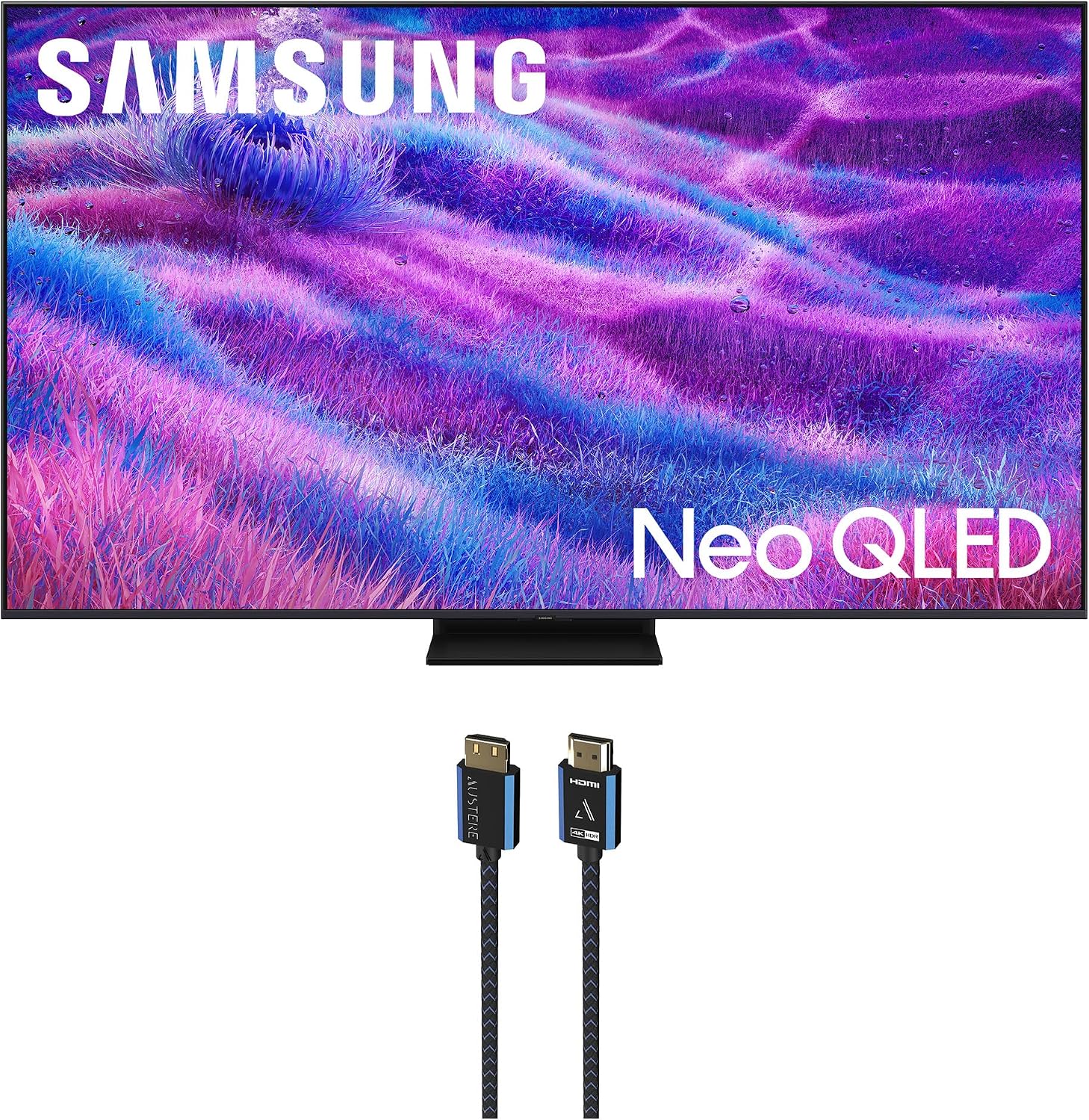 Samsung QN55QN80FAFXZA 55 Inch Neo QLED QN80F Series Supreme UHD 4K TV with an Austere 5S-4KHD2-2.5M V-Series 2.5m Premium 4K HDR HDMI Braided Cable (2025)