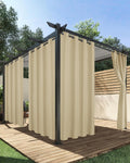 HolidayIdeas Outdoor Curtains for Patio Waterproof, 4 Panels - 84 x 84 Inch - Privacy Protection & Light Filtering Curtains Grommet Outside Curtains for Porch, Gazebo, Pergola, Backyard (Cream)