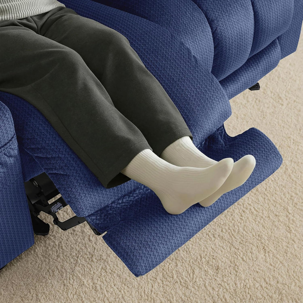 MCombo 55.9' Zero Gravity Power Loveseat Recliner with Heat and Vibration Massage, Reclining Loveseat Sofa with USB Ports, Cup Holders for Living Room, Fabric PR648SET (Navy Blue)