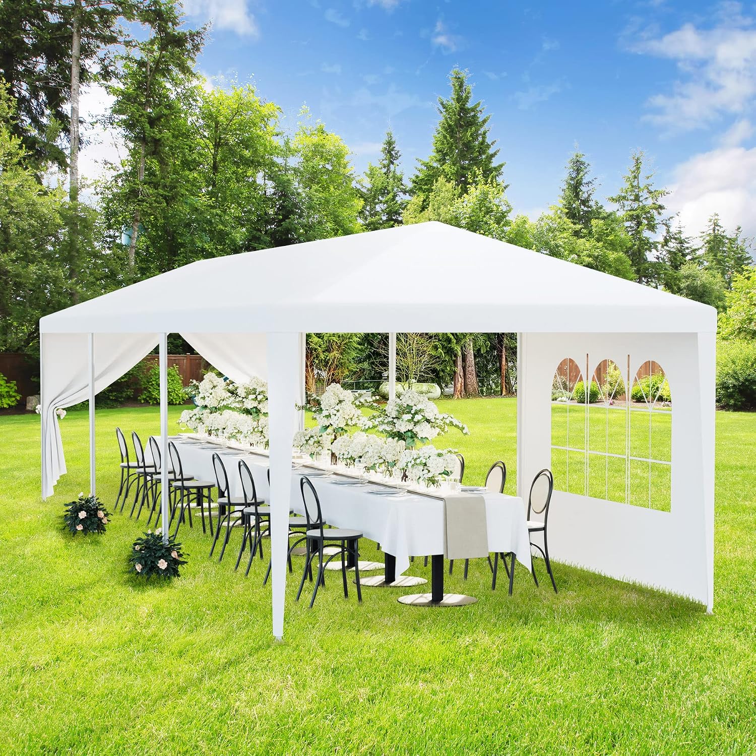 HomGarden 10'x30' Outdoor Party Tent Heavy Duty Large Backyard Canopy Tent Cater Party Favor Supplies Patio Gazebo for Outdoor Events Wedding Gatherings BBQ with Removable Sidewalls