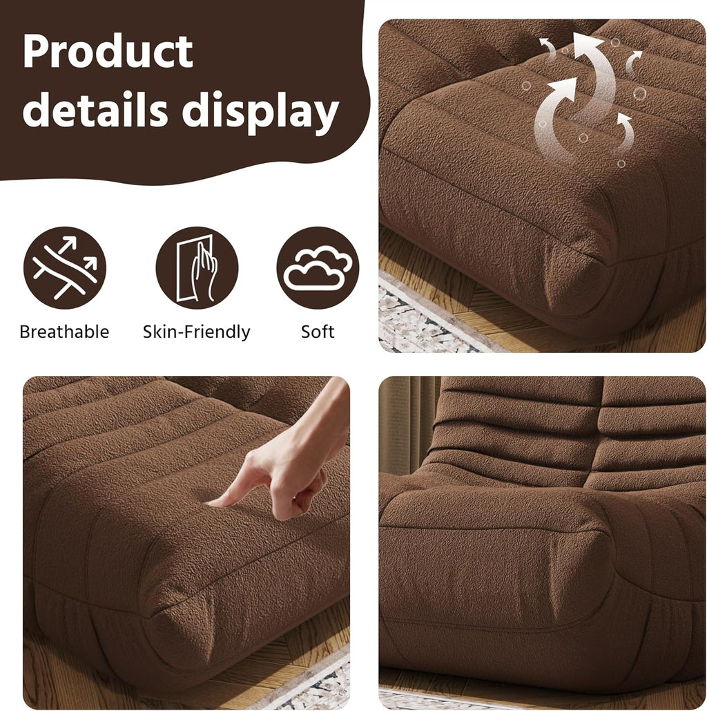 Giant Bean Bag Chair for Adults - Teddy Fleece Fireside Accent Chair with Memory Foam, Comfy Lazy Floor Sofa Couch Boneless Chaise Lounge for Living Room Bedroom Home Theaterr, 1 Seater,Coffe