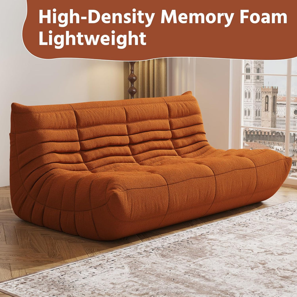 3-Seater Giant Loveseat Boneless Bean Bag Chair for Adults - Teddy Fleece Fireside Accent Chair with Memory Foam, Comfy Lazy Floor Sofa Couch Chaise Lounge for Living Room Bedroom Theater