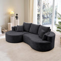 Christopher Knight Home Carden 106' Curved Modular Sectional Sofa, Fabric Upholstered Comfy Sofa Couch with Chaise Lounge, Modern Cloud Couch with Deep Seat, No Assembly Required, Black