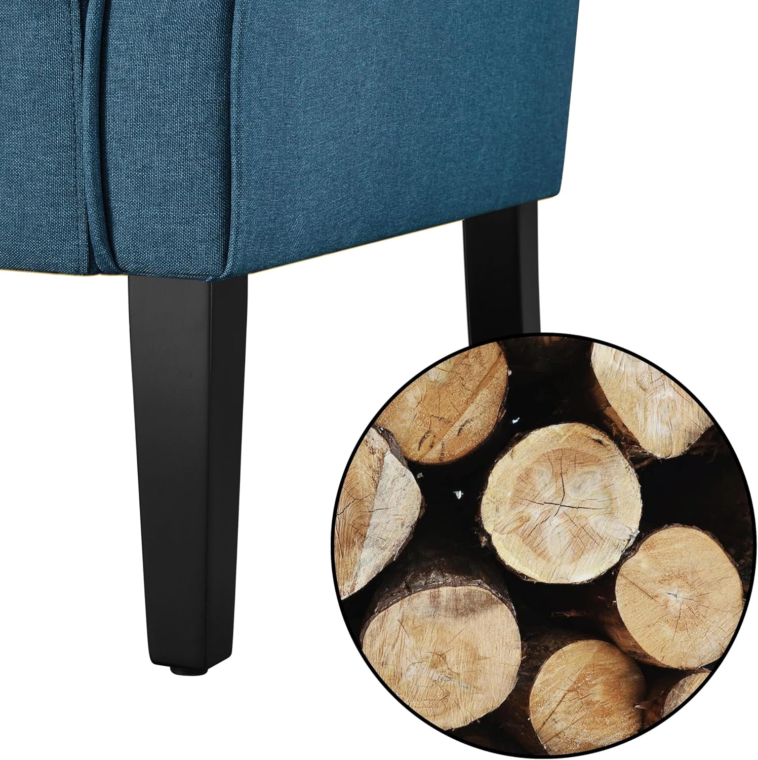 Yaheetech Modern Armchair, Mid Century Accent Chair with Sturdy Wood Legs and High Back for Small Space, Upholstered Fabric Sofa Club Chair for Living Room/Bedroom/Office, Set of 2, Navy Blue