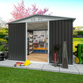 8x6 FT Large Outdoor Storage Shed, Galvanized Tool Shed, Metal Garden Shed with Apex Roof & Lockable Door, Waterproof Rust-Resistant for Patio Furniture Lawnmower Bike