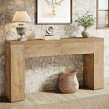 Tribesigns 63-Inch Wooden Console Table with 2 Hidden Drawers, Farmhouse Rustic Brown Sofa Table for Living Room, Hallway, Entrance, Foyer, Easy Assembly (Brown)