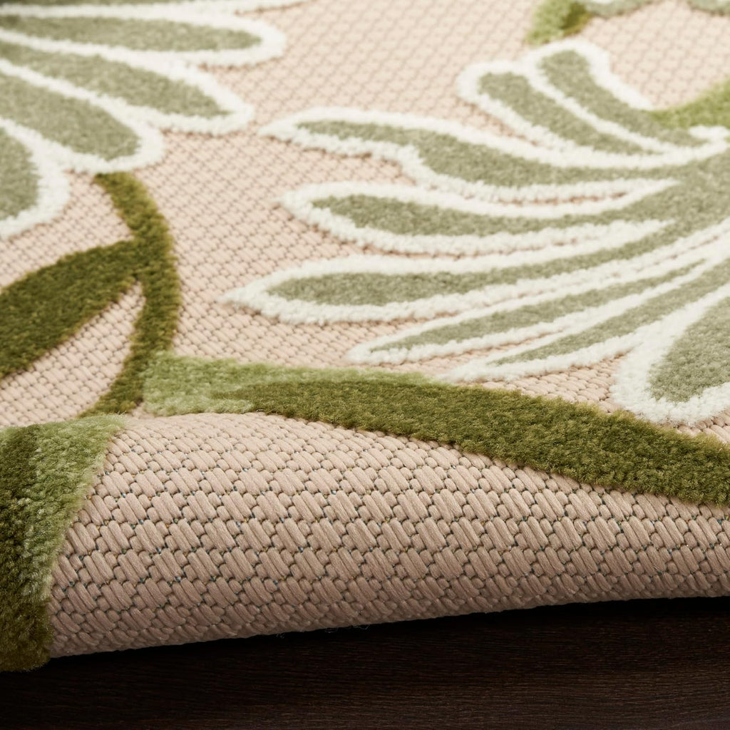 Nourison Home Aloha Ivory Green 6' x 9' Area Rug - Easy Clean, Non Shedding, Bed Room, Living Room, Dining Room, Kitchen (6' x 9')
