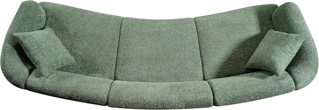 Merax 98.5' Modern 3 Seater Curved Sofa, Luxury Boucle Fabric Sofa, Minimalist Cozy Cloud Couch for Living Room, Bedroom, Apartment, Home Office, Green