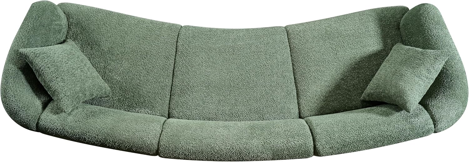 Merax 98.5' Modern 3 Seater Curved Sofa, Luxury Boucle Fabric Sofa, Minimalist Cozy Cloud Couch for Living Room, Bedroom, Apartment, Home Office, Green