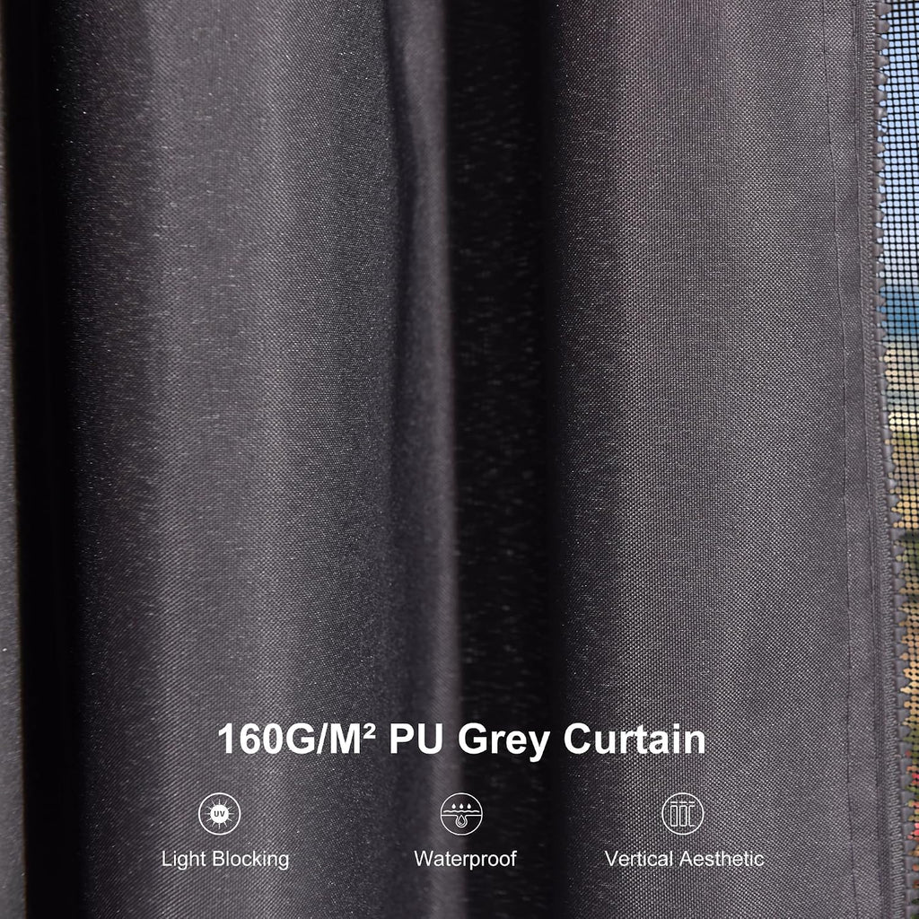 PURPLE LEAF 12' X 14' Outdoor Gazebo Galvanized Steel Double Roof White Aluminum Frame Hardtop Heavy Duty Gazebo with Curtain and Netting for Patio Garden and Backyard, Grey