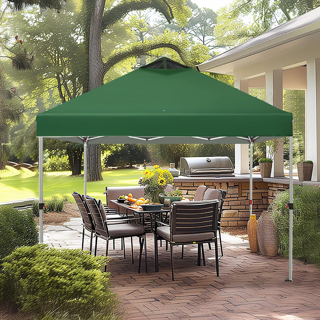 MFSTUDIO 10x10 Pop Up Canopy Tent, Gazebo Shelter Sun Shade Canopies Waterproof Patio Portable Popup Screened Tents for Beach,Parties,Camping,Green