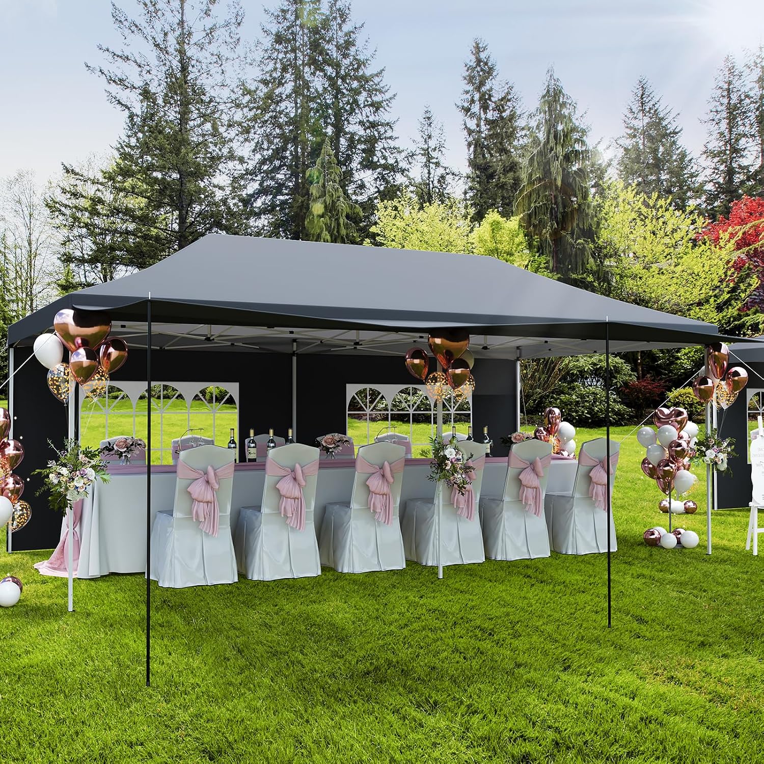 Garvee Commercial-Grade 10x20 ft Pop-Up Canopy Tent - 420D Oxford Fabric with PE Windows and 5 Removable Sidewalls, Ideal Heavy Duty Outdoor Shelter for Events, Weddings, and Backyard Gatherings