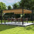 Spacious 12' x 14' Hardtop Pergola with Adjustable Roof – Durable Metal Frame with Brown Shade Canopy for Patio, Garden & Backyard