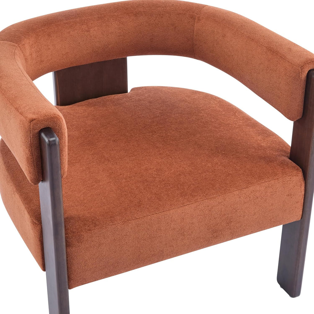 Christopher Knight Home Nettie Modern Accent Chair for Living Room, Velvet Fabric Single Lounge Sofa Chair with Wooden Frame, Comfy Reading Chair for Bedroom, Lounge Armchair with Cushion,Burnt Orange