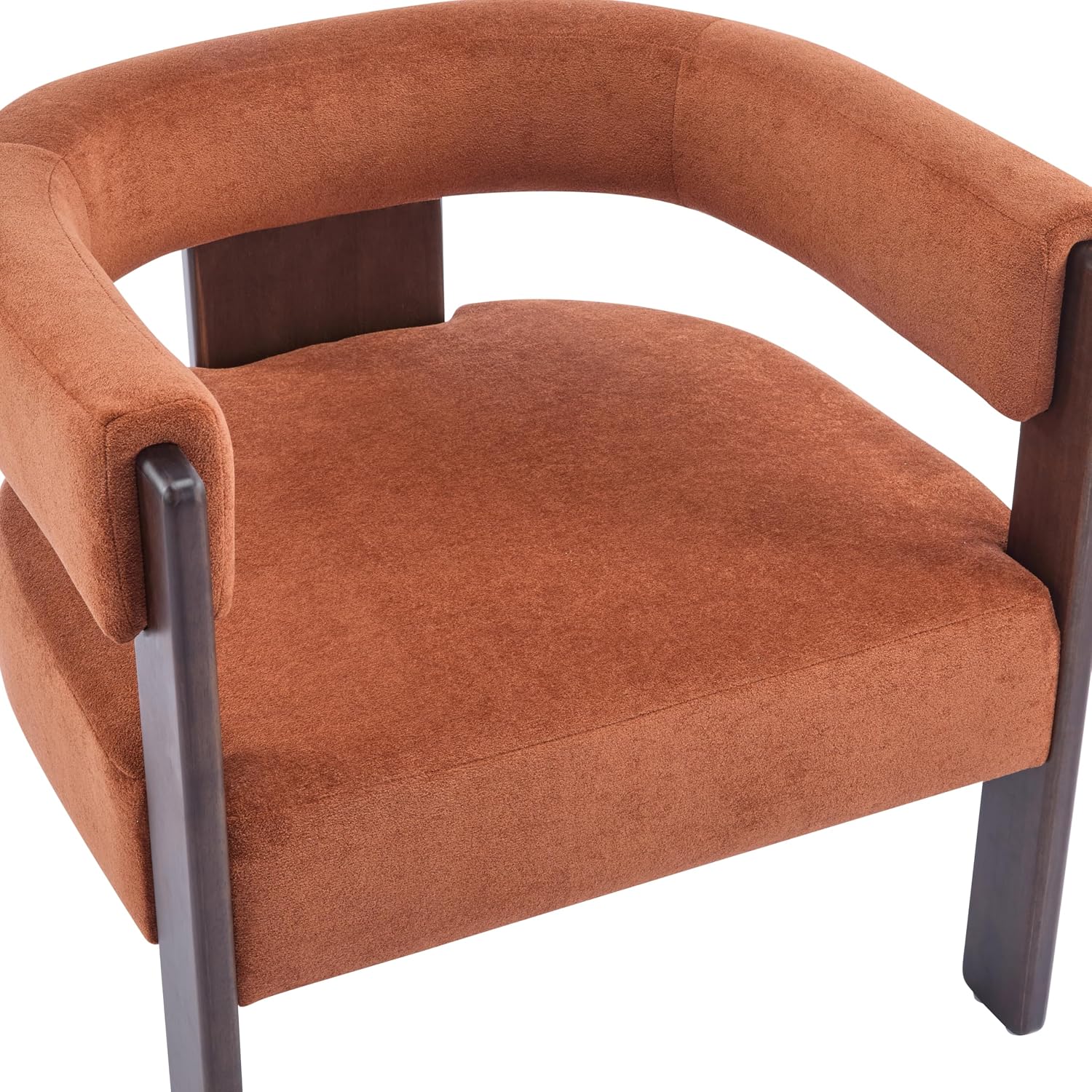 Christopher Knight Home Nettie Modern Accent Chair for Living Room, Velvet Fabric Single Lounge Sofa Chair with Wooden Frame, Comfy Reading Chair for Bedroom, Lounge Armchair with Cushion,Burnt Orange