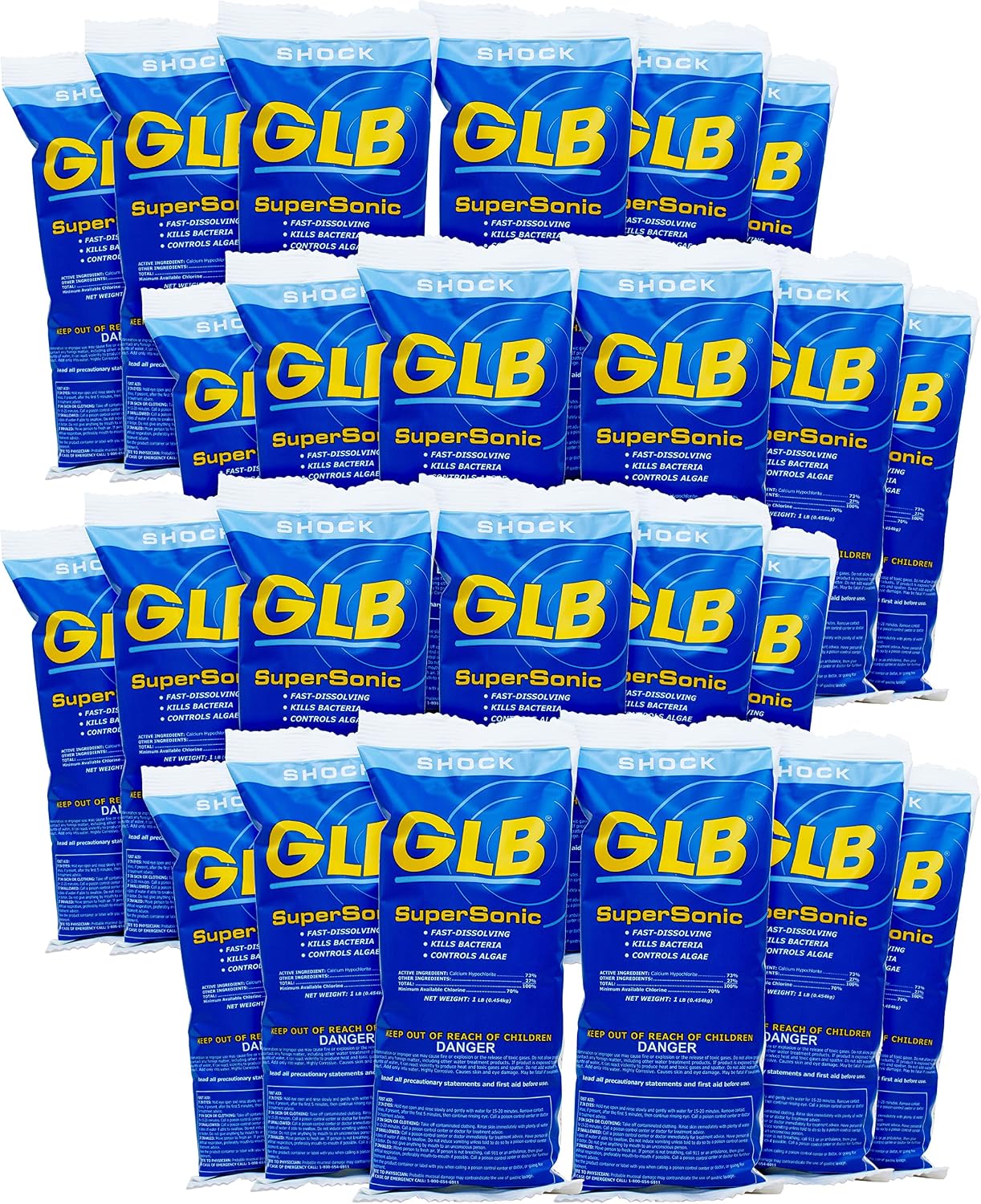 GLB 71442A-24 Calcium Hypochlorite Pool Shock, 1-Pound, 24-Pack