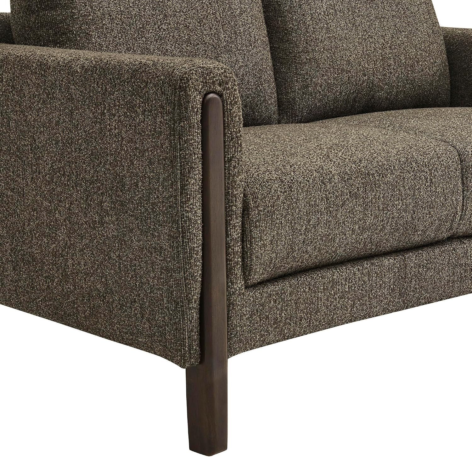 Modway Hawken 54 Inch Boucle Loveseat in Antique Espresso with Wood Legs – Mid-Century Modern Small Space 2-Seater Sofa for Living Room, Bedroom, or Office Lounge