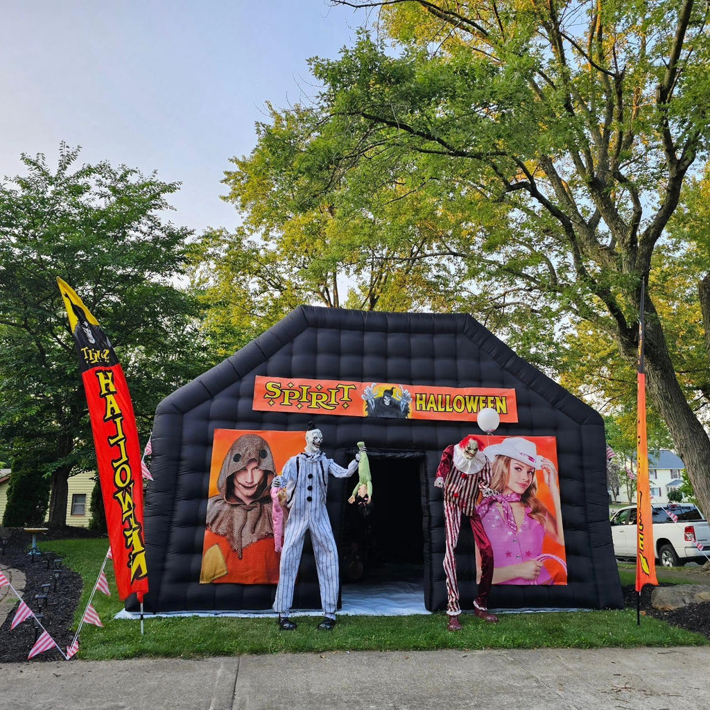 Large Black Inflatable Nightclub 30x20x13Ft Disco Cube Gazebo Event House with Logo Area Portable Inflatable Party Tent for Birthday, School Events, Backyard Party, Rental Business