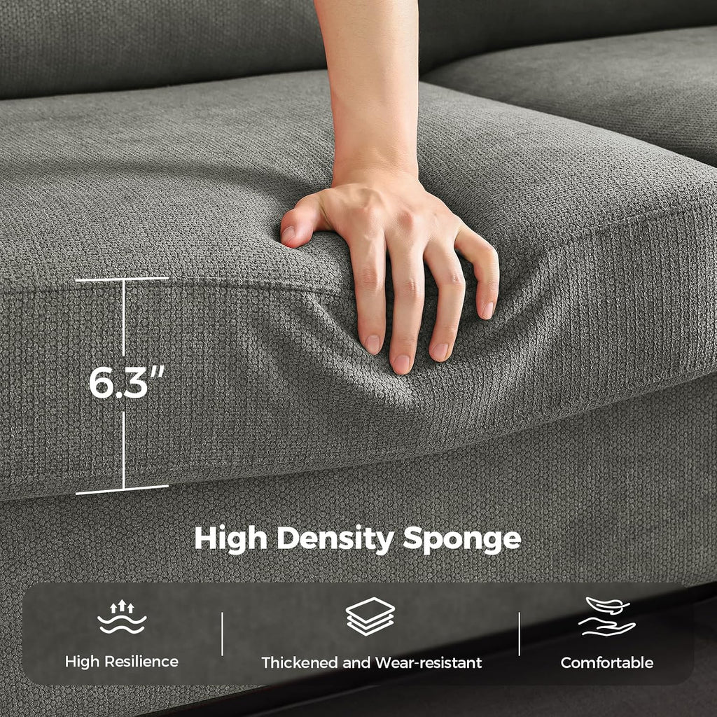 COPIAE 91 Inch Lawson Sofa with Extra Deep Seats Oversize, Mid-Century 3-Seat Sofa Couch, for Living Room, Apartment, Lounge, Light Gray