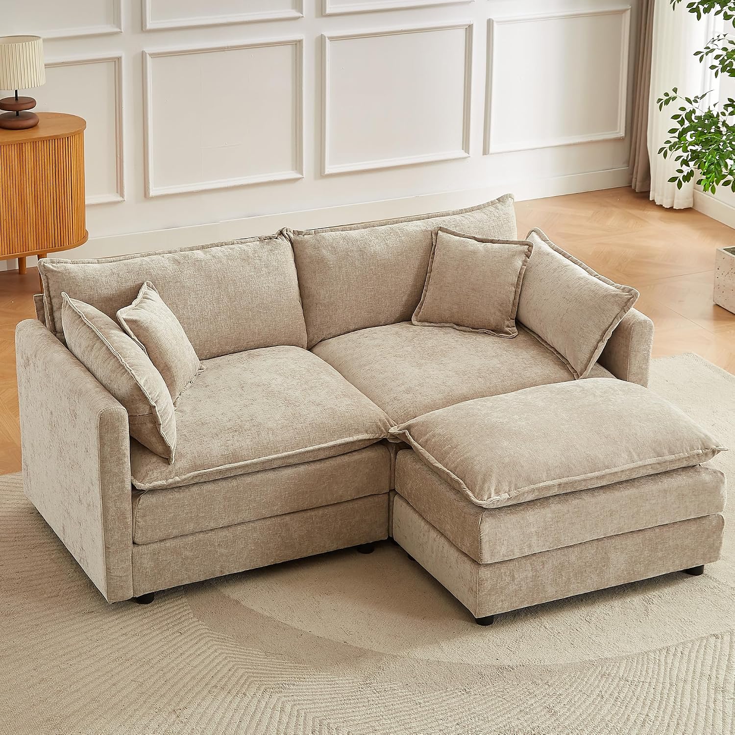 Modular Sectional Sofa, 77 Inch L Shaped Couch Set with Armrests, 2-Seater Comfy Cloud Couches for Living Room Apartment, Coffee