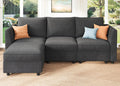 HONBAY Modular Sectional Sofa with Storage L Shaped Sectional Sofa, Convertible Couches for Living Room - Snowflake Velvet Grey