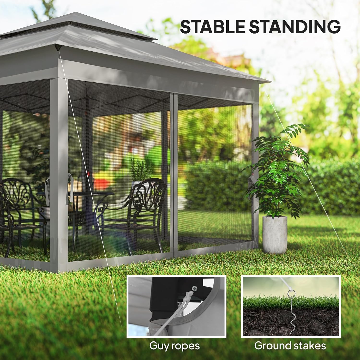 Outsunny 11' x 11' Pop Up Canopy, Outdoor Patio Gazebo Shelter with Removable Zipper Netting, Instant Event Tent w/ 114 Square Feet of Shade and Carry Bag for Backyard, Garden, Dark Gray
