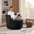 Yaheetech Swivel Barrel Accent Chair, 360 Degree Swivel Round Chairs with Removable Throw Pillow, Soft Boucle Single Arm Sofa for Living Room Bedroom Reading, Black