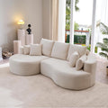 Christopher Knight Home Carden 106' Curved Modular Sectional Sofa, Comfy Sofa Couch with Chaise Lounge, Modern Cloud Couch with Deep Seat, Fabric Upholstered Set for Living Room Bedroom, Whitecap