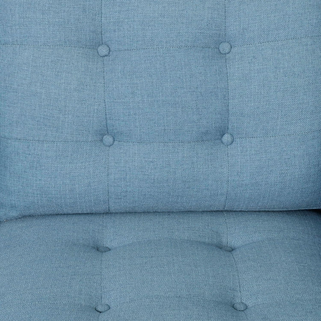 Christopher Knight Home Jenby Modern 3-Seater Sofa, Tufted Waffle Stitch Fabric Couch with Rubberwood Tapered Legs, Modern Living Room Sofa Couch for Family & Guests, Blue