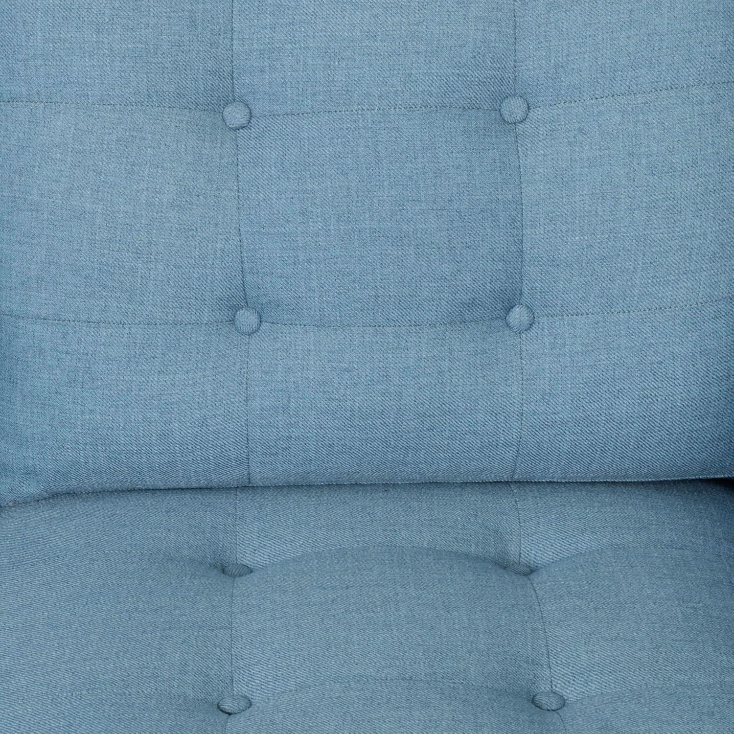 Christopher Knight Home Jenby Modern 3-Seater Sofa, Tufted Waffle Stitch Fabric Couch with Rubberwood Tapered Legs, Modern Living Room Sofa Couch for Family & Guests, Blue