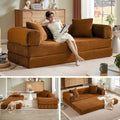 Boneless Couch Futon Sofa Bed Sectional Couches for Living Room,Cloud Couch with Sleeper Sofa,Sofas for Living Room Oversized Corduroy Upholstered (Orange, 76 Inches (No Iron Frame))